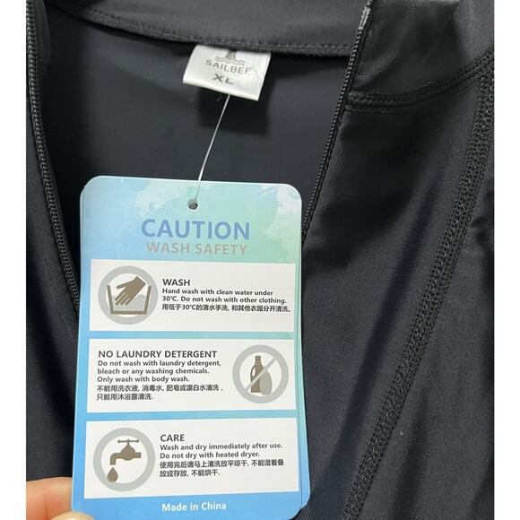 SAILBEE Womens Swim Coverup Long Sleeve Dress Size XL Black UV Protection NWT - Picture 6 of 8